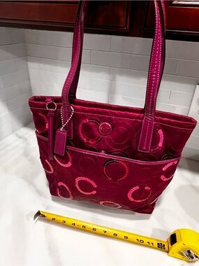 Coach Fuchsia Sequin Circle Tote Bag